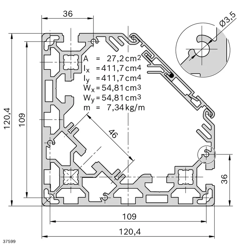 CABLE GUIDE PROFILE 40X120X120 M12/- — photo 3 of 3