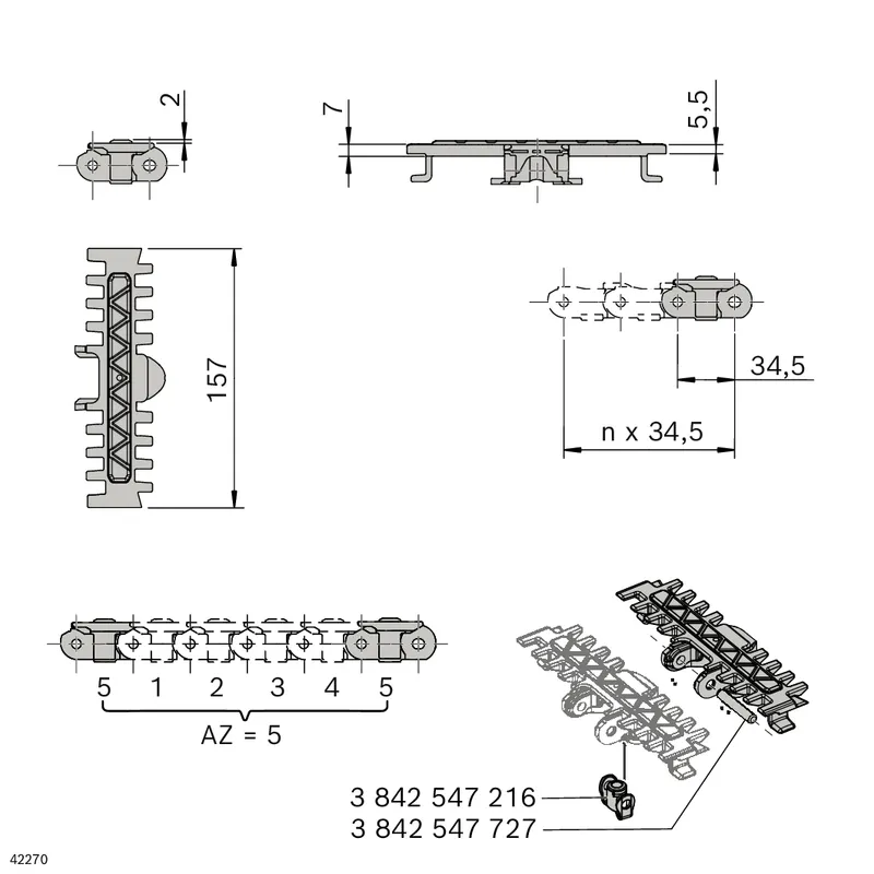 CONVEYOR CHAIN 160+FRIC T7 L2898 VAR — photo 3 of 3