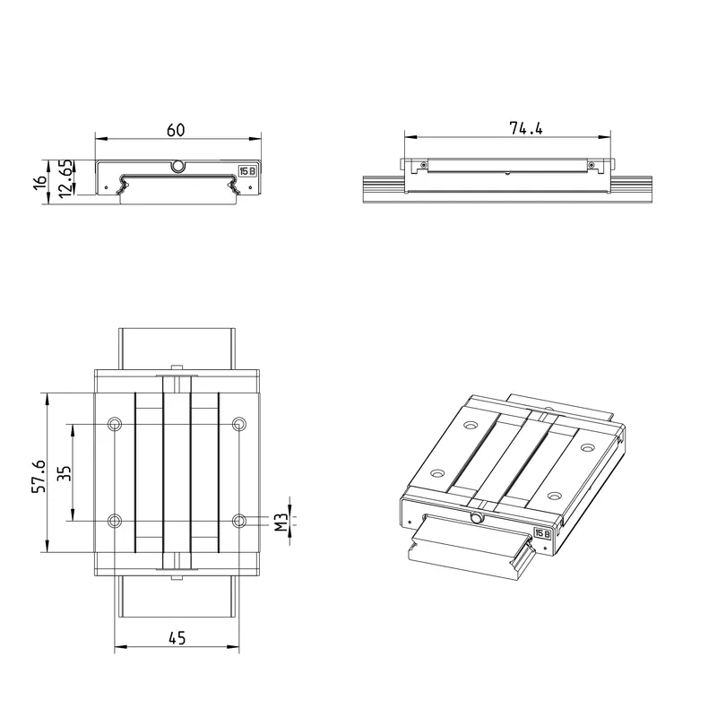 MINIATURE RUNNER BLOCK RESIST NRII MWA-015-BLS-C1-P-0 — photo 3 of 3