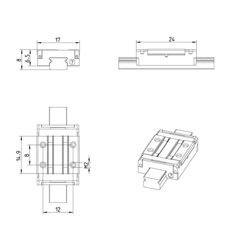 MINIATURE RUNNER BLOCK RESIST NRII MWA-007-SNS-C1-P-3 — photo 3 of 3