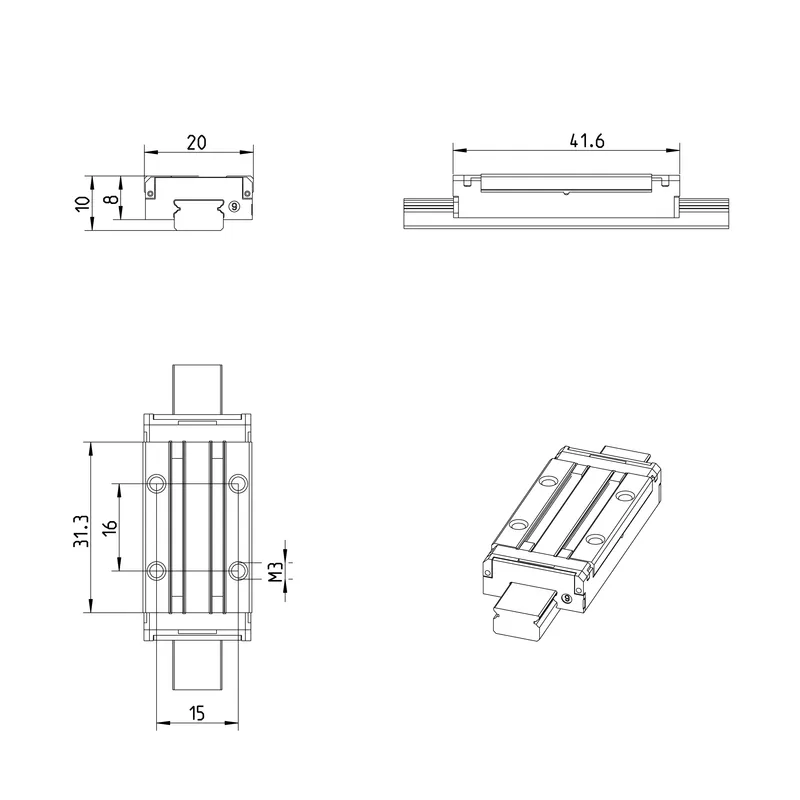 MINIATURE RUNNER BLOCK RESIST NRII MWA-009-SLS-C1-H-0 — photo 3 of 3