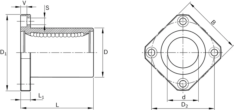 FLANGE LINEAR BUSHING KBMF-8-DD — photo 2 of 3