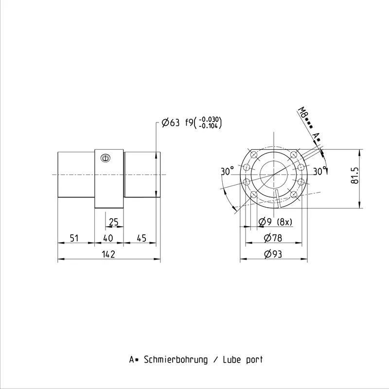 BALL NUT SEM-E-C 40X40RX6-3 — photo 2 of 2