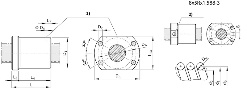 BALL NUT FEM-E-B 8X5RX1,588-3 — photo 2 of 3