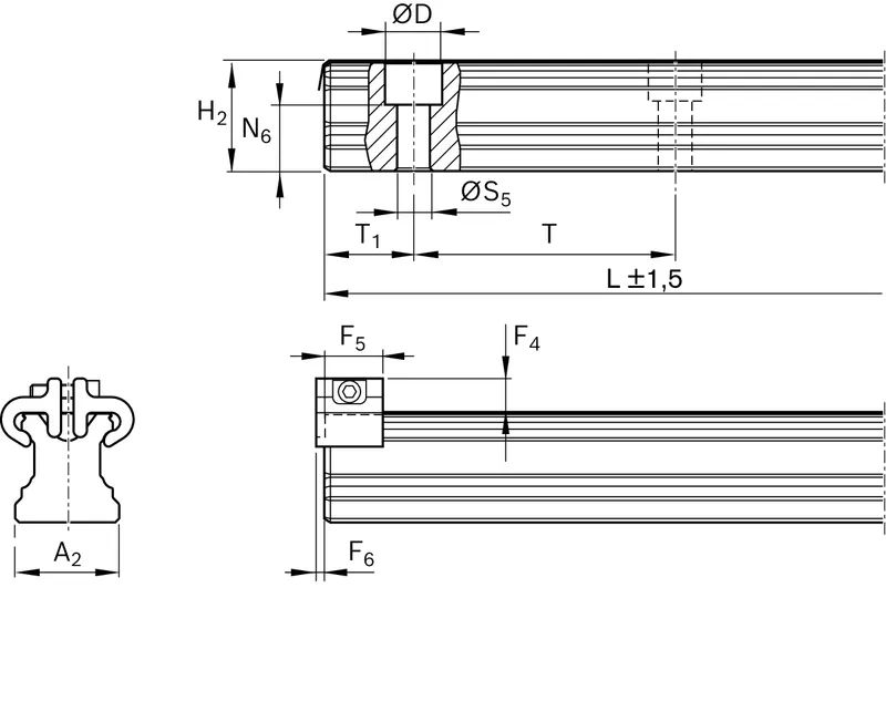 BALL GUIDE RAIL CARBON STEEL KSA-030-SNO-S-MA-BS — photo 2 of 2