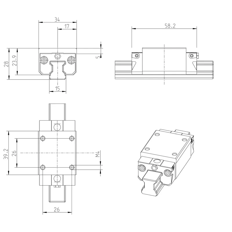 BALL RUNNER BLOCK CARBON STEEL KWD-015-SNH-C0-H-1 — photo 2 of 3