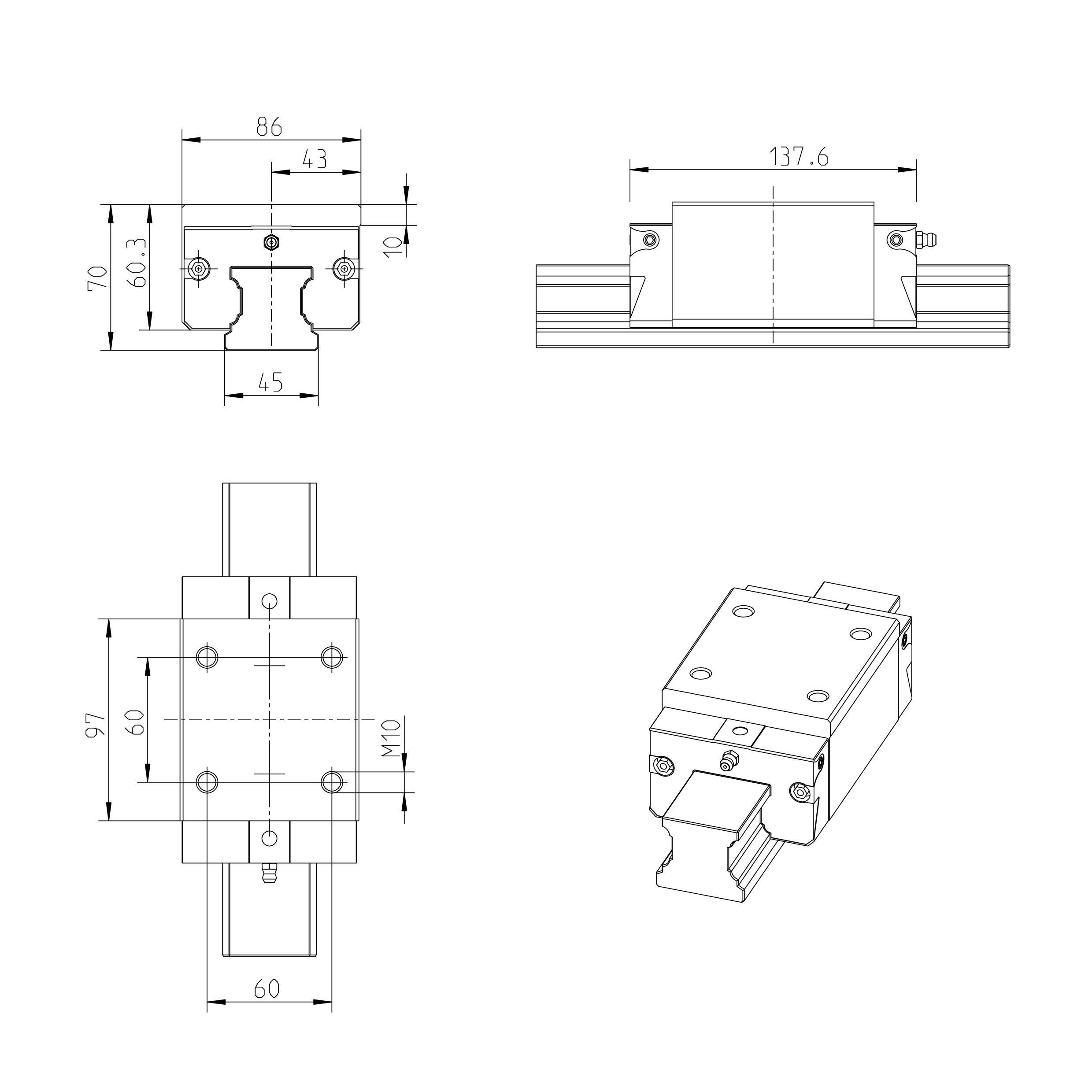 BALL RUNNER BLOCK CARBON STEEL KWD-045-SNH-C1-H-1 — photo 2 of 3