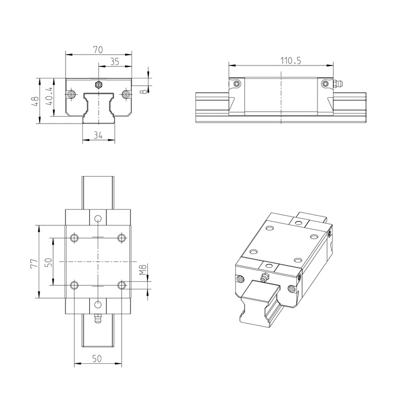 BALL RUNNER BLOCK CARBON STEEL KWD-035-SNS-C1-X-1 — photo 2 of 3