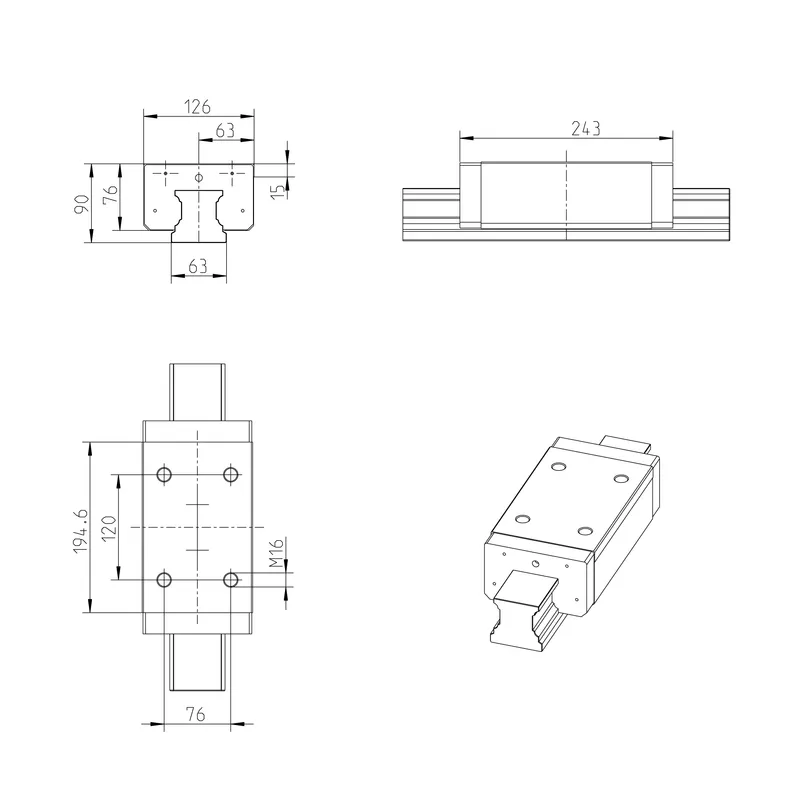 BALL RUNNER BLOCK CARBON STEEL KWC-065-SLS-C1-N-2 — photo 2 of 3