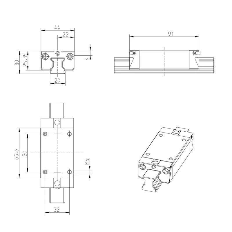 BALL RUNNER BLOCK CARBON STEEL KWD-020-SLS-C1-X-1 — photo 2 of 3