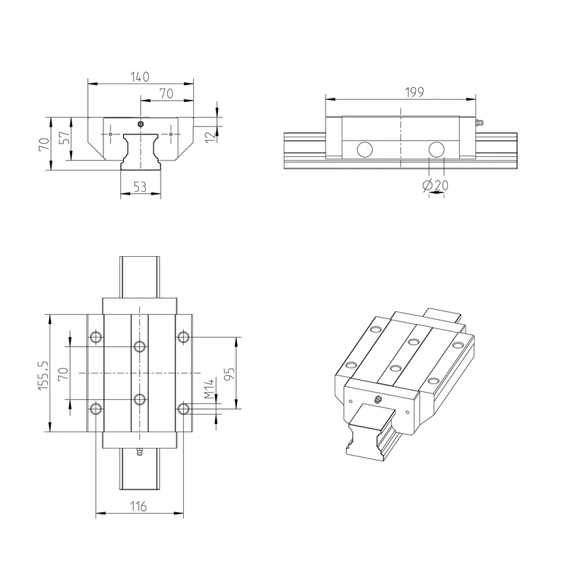 BALL RUNNER BLOCK CARBON STEEL KWC-055-FLS-C1-P-2 — photo 2 of 3