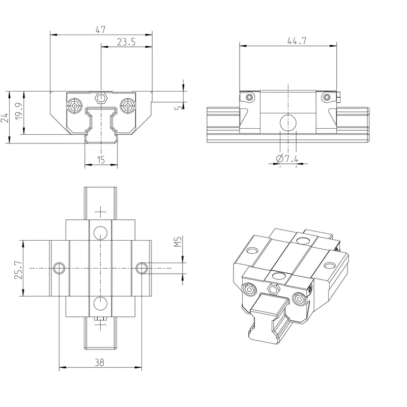 BALL RUNNER BLOCK SUPER CARBON STEEL KWD-015-FKS-C1-N-1 — photo 2 of 3