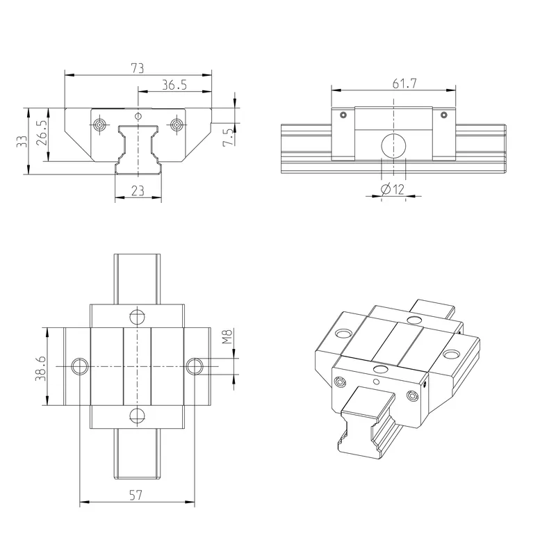 BALL RUNNER BLOCK CARBON STEEL KWC-025-FKN-C1-H-2 — photo 2 of 3