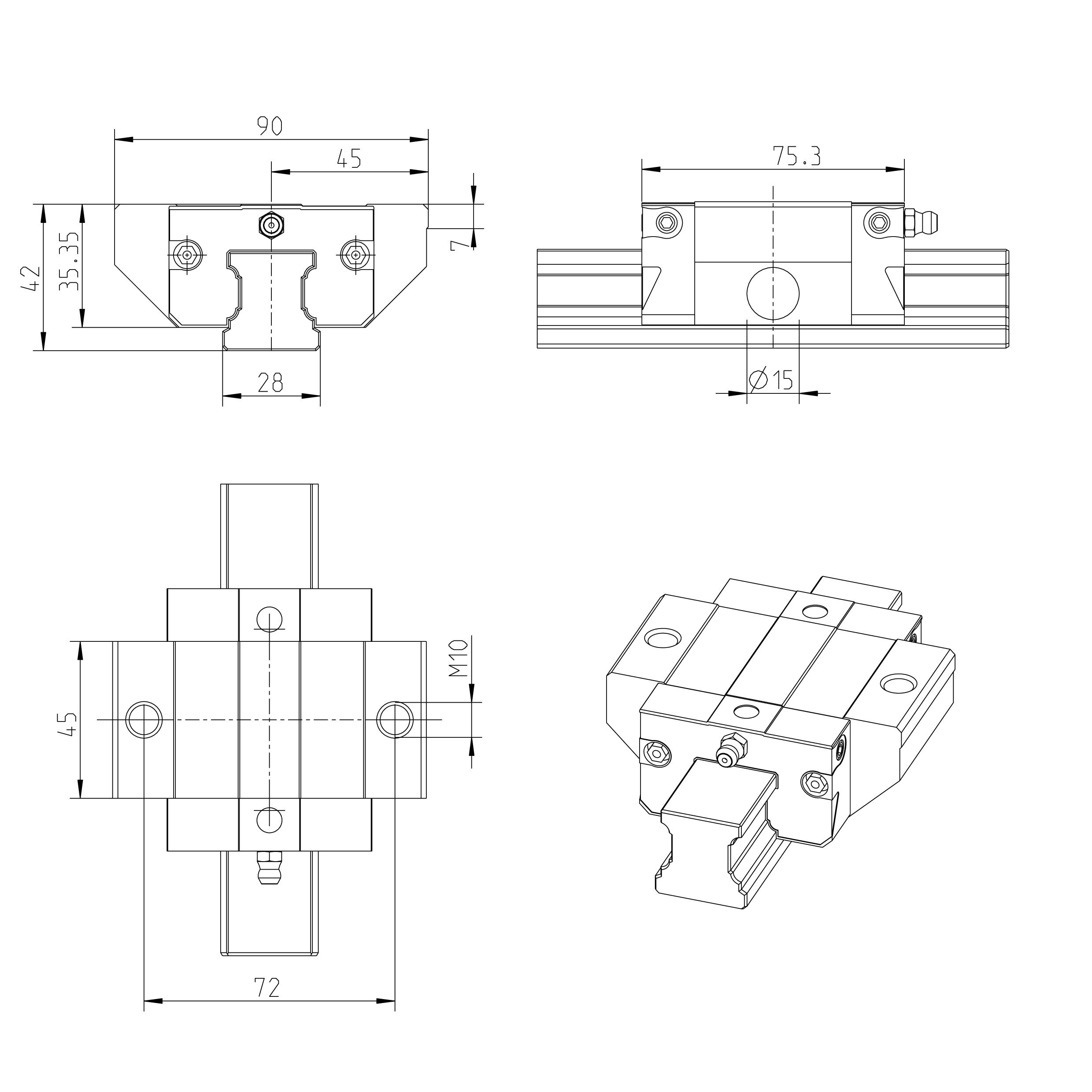 BALL RUNNER BLOCK CARBON STEEL KWD-030-FKS-C1-H-1 — photo 2 of 3