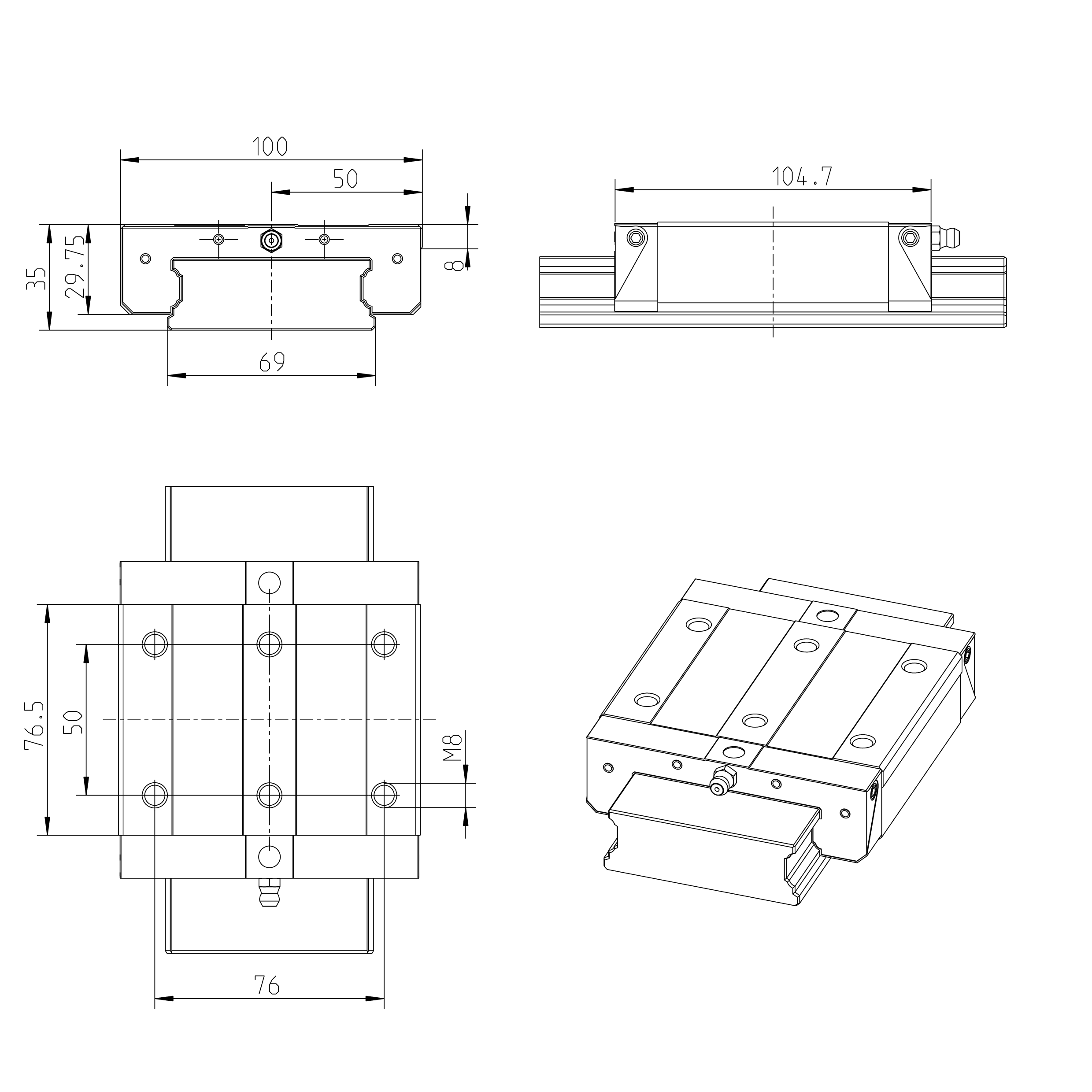 BALL RUNNER BLOCK CARBON STEEL KWD-025-CNS-C1-H-1 — photo 2 of 3