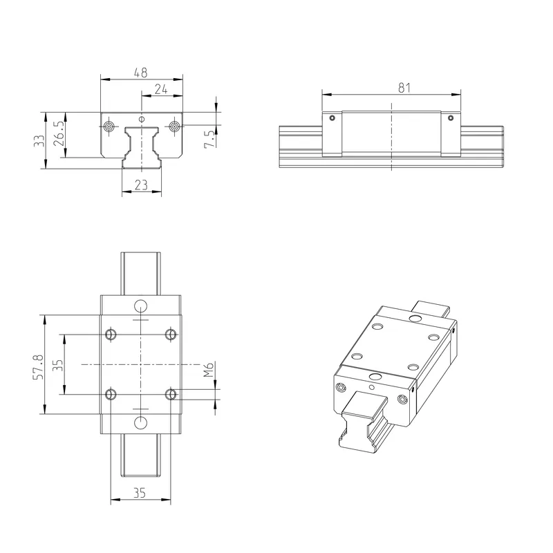 BALL RUNNER BLOCK CARBON STEEL KWC-025-SNN-C0-N-2 — photo 2 of 3