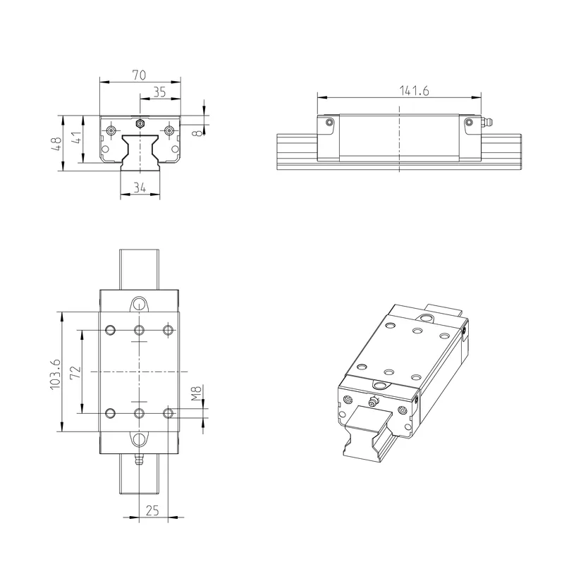 ROLLER RUNNER BLOCK CARBON STEEL RWD-035-SLS-C3-U-2-AS — photo 3 of 4