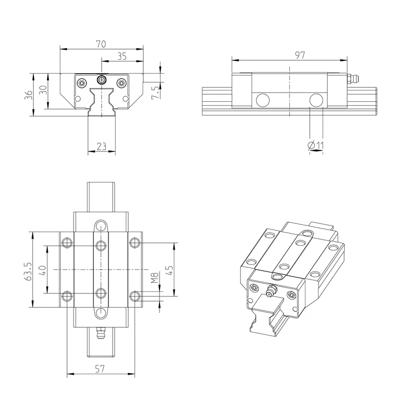 ROLLER RUNNER BLOCK CARBON STEEL RWD-025-FNS-C2-P-2 — photo 3 of 4