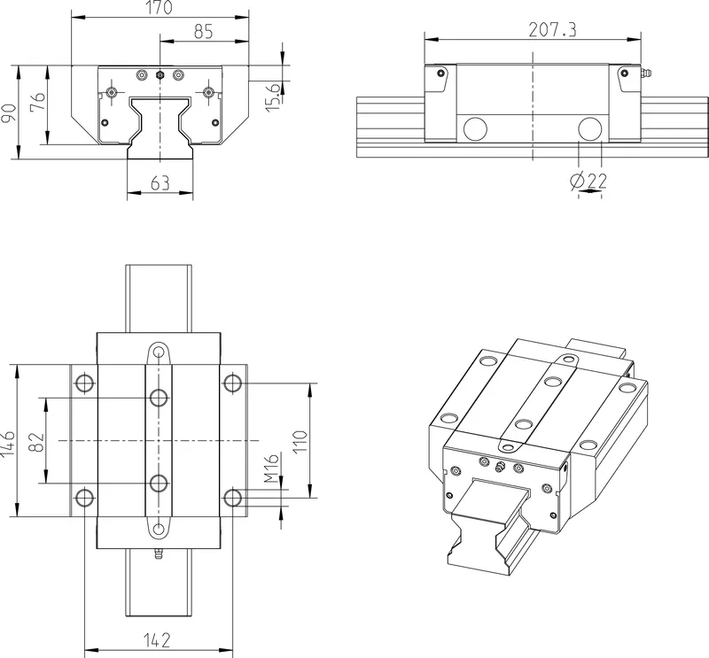 ROLLER RUNNER BLOCK CARBON STEEL RWD-065-FNS-C2-S-2 — photo 2 of 6
