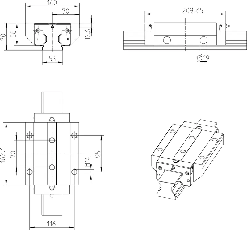 ROLLER RUNNER BLOCK CARBON STEEL RWD-055-FLS-C3-U-2 — photo 2 of 5