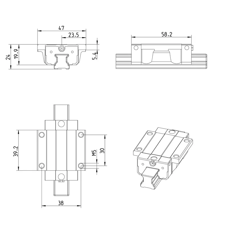 BALL RUNNER BLOCK CARBON STEEL KWE-015-FNS-C1-P-1 — photo 3 of 3