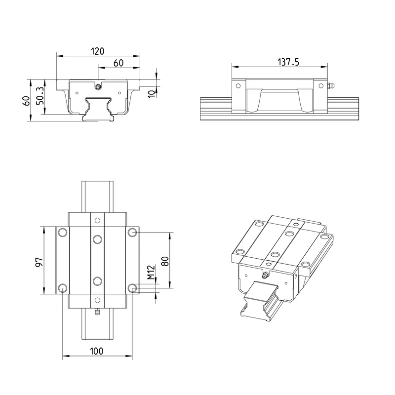 BALL RUNNER BLOCK CARBON STEEL KWE-045-FNS-C0-H-1 — photo 3 of 3