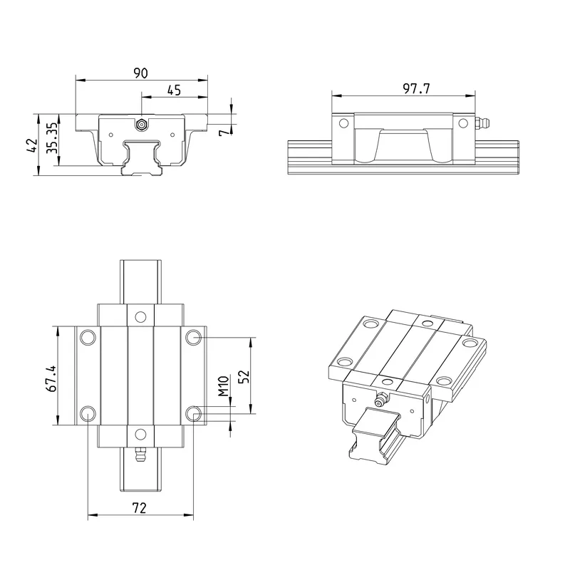 BALL RUNNER BLOCK CARBON STEEL KWE-030-FNS-C2-H-1 — photo 3 of 3