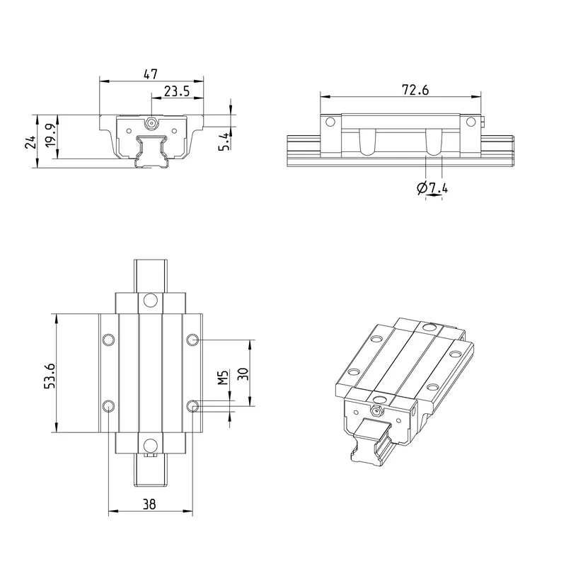 BALL RUNNER BLOCK CARBON STEEL KWE-015-FLS-C1-P-1 — photo 3 of 3