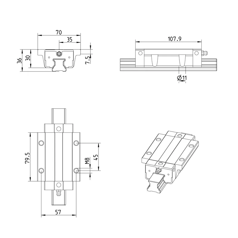 BALL RUNNER BLOCK CARBON STEEL KWE-025-FLS-C1-N-1 — photo 3 of 3