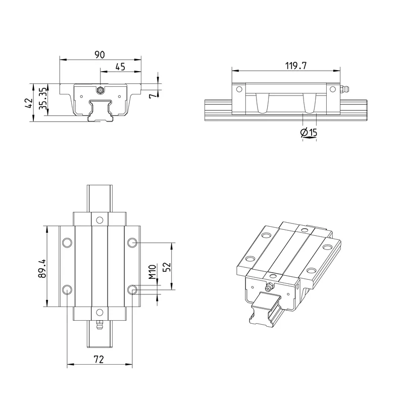 BALL RUNNER BLOCK CARBON STEEL KWE-030-FLS-C0-H-1 — photo 3 of 3