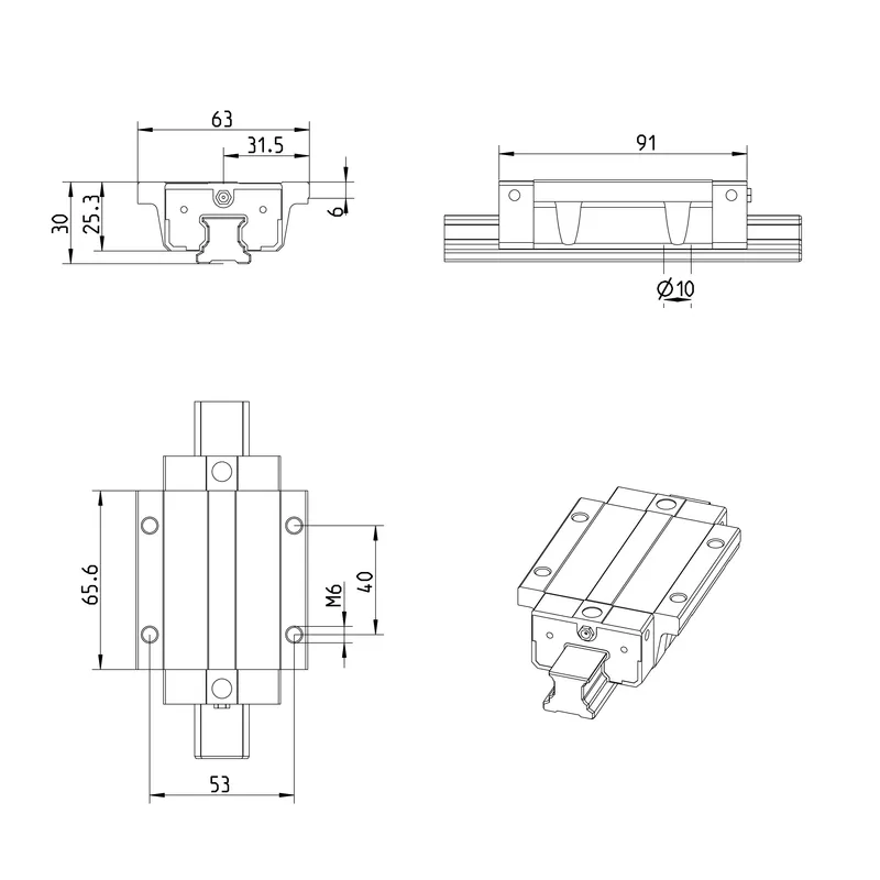 BALL RUNNER BLOCK CARBON STEEL KWE-020-FLS-C1-H-1 — photo 3 of 3