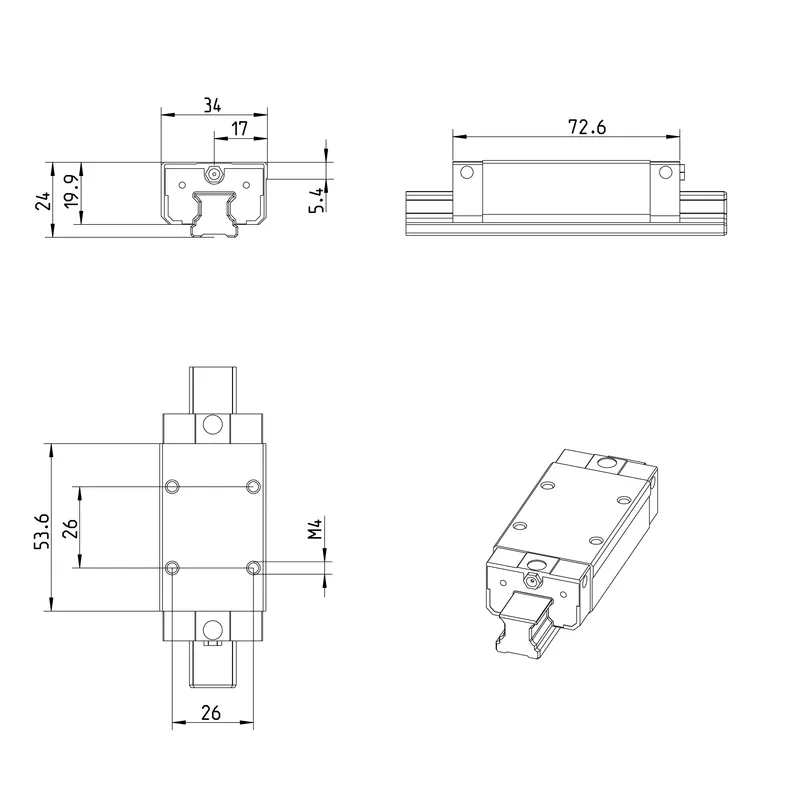 BALL RUNNER BLOCK CARBON STEEL KWE-015-SLS-C0-H-1 — photo 3 of 3