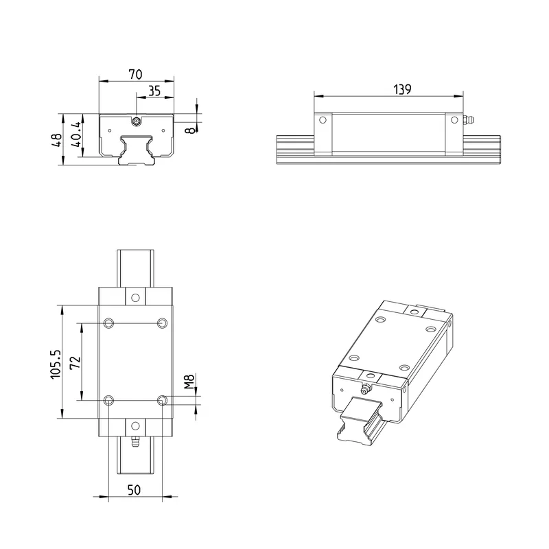 BALL RUNNER BLOCK CARBON STEEL KWE-035-SLS-C0-H-1 — photo 3 of 3