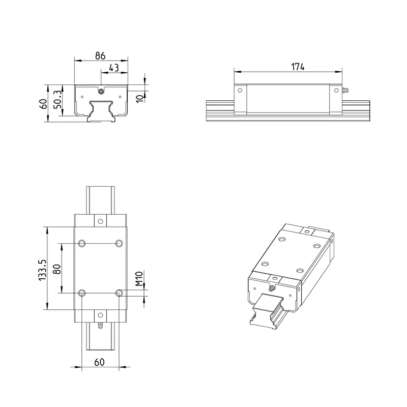 BALL RUNNER BLOCK CARBON STEEL KWE-045-SLS-C1-H-1 — photo 3 of 3