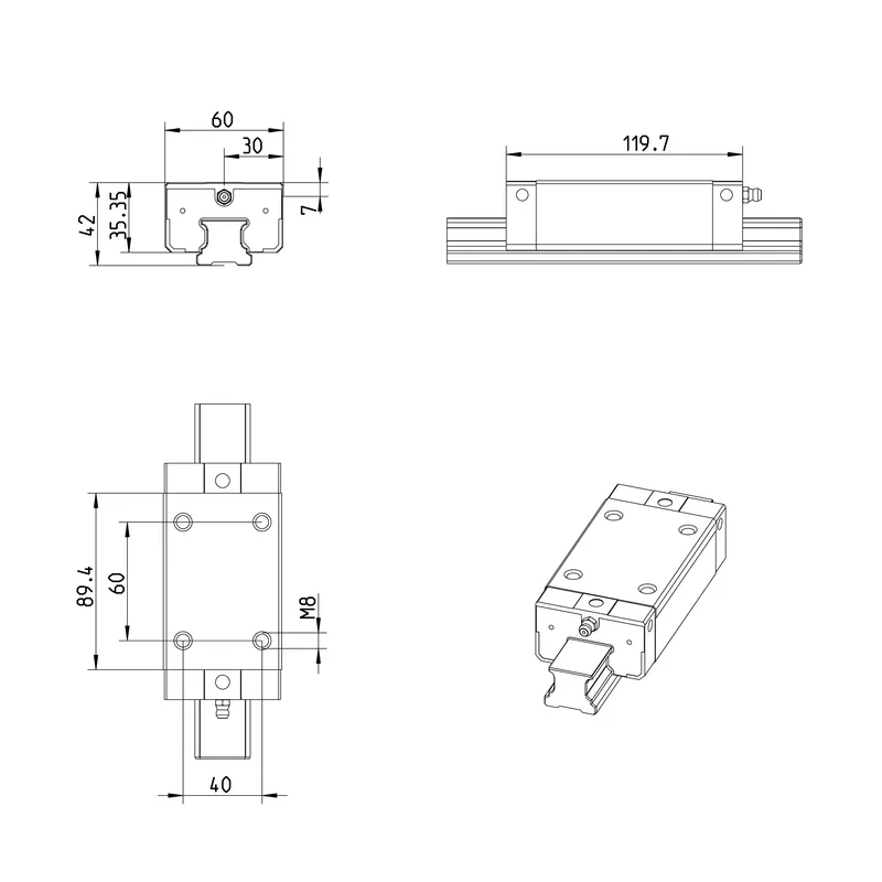 BALL RUNNER BLOCK CARBON STEEL KWE-030-SLS-C2-P-1 — photo 3 of 3