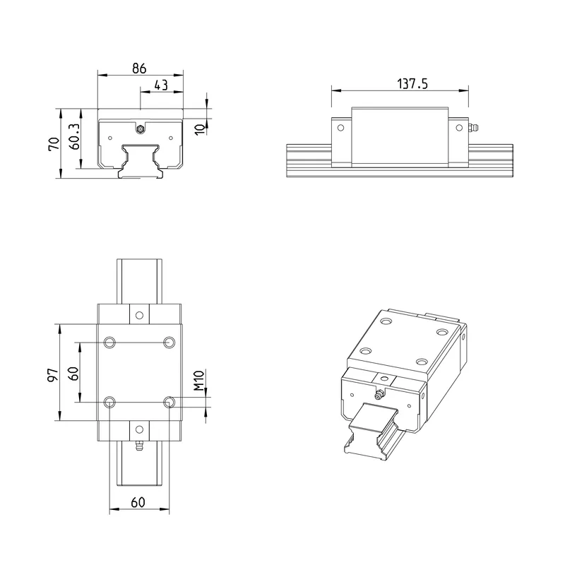 BALL RUNNER BLOCK CARBON STEEL KWE-045-SNH-C1-H-1 — photo 3 of 3