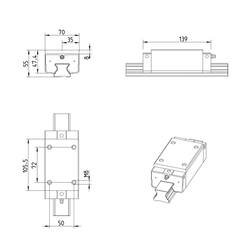 BALL RUNNER BLOCK CARBON STEEL KWE-035-SLH-C2-H-1 — photo 3 of 3