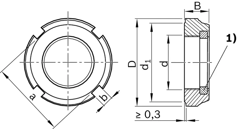 SLOTTED ROUND NUT NMG 20X1 - ZN — photo 2 of 2