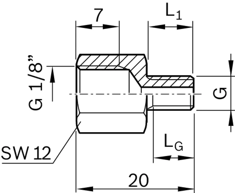 REDUCING SOCKET M6X8-G1/8 — photo 2 of 2