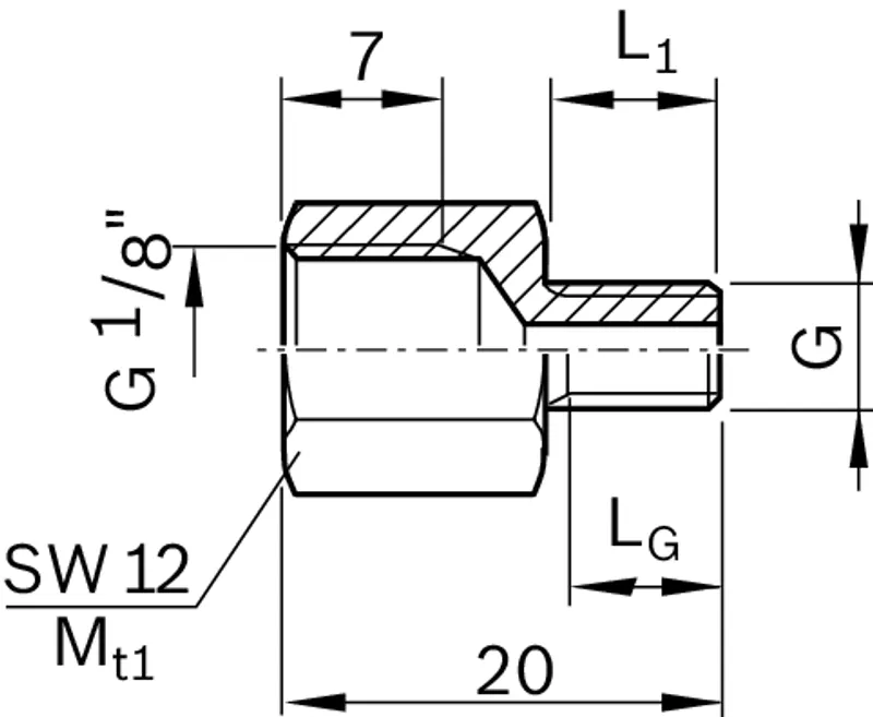 REDUCING SOCKET M8X1X8-G1/8 — photo 2 of 2