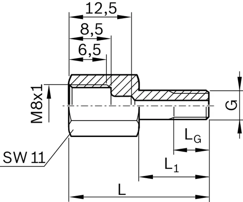 REDUCING SOCKET M8X1X14,5-M8X1 — photo 2 of 2