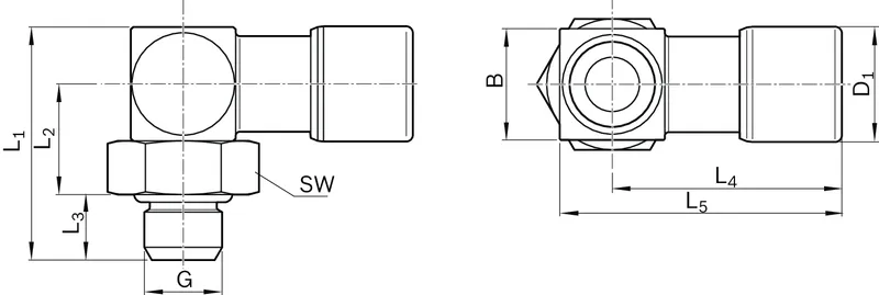 ELBOW SWIVEL TUBE FITTING M6 AD4(4/2)-VT1787-4602 — photo 2 of 2
