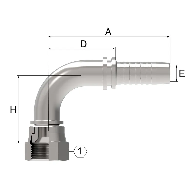 HOSE NIPPLE ASSY,2P/08,JIC-F/08,CS,90D — photo 4 of 5