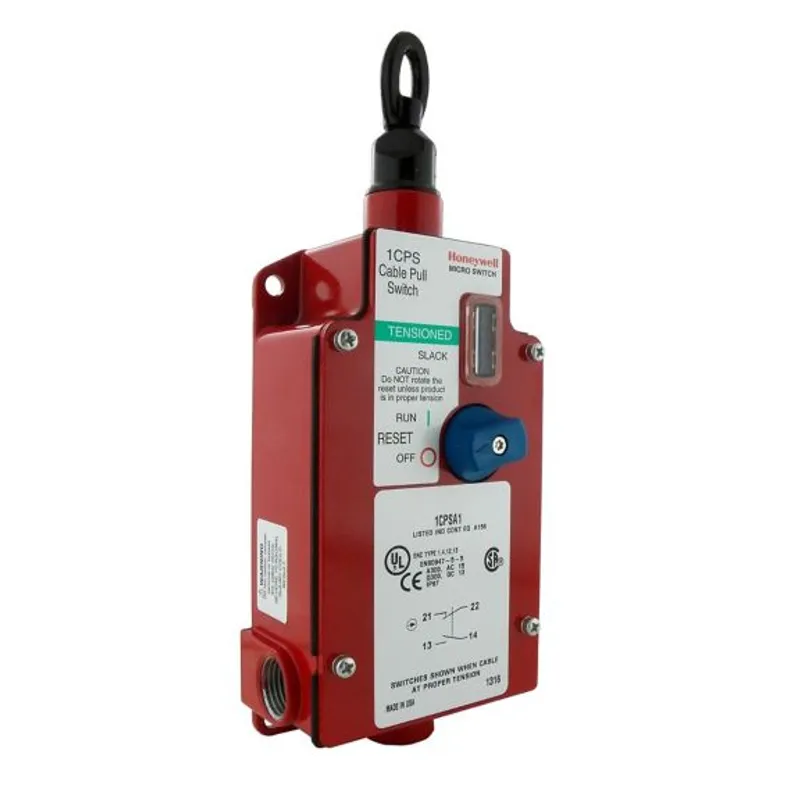 1CPSA1B MICRO SWITCH 1CPS Series Cable Pull Safety Switch, Cable, Maintained, 1NC1NO Direct Opening, 12 NPT, Silver Contacts, 120 Vac LED