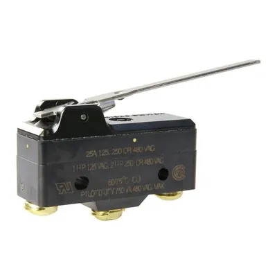 BE-2R-A4 BE Series Standard Basic Switch, Single Pole Double Throw Circuitry, 25 A at 250 Vac, Pin Plunger Actuator, 3,89 N to 6,12 N [14.0 oz to 22.0 oz] Operating Force, Silver C