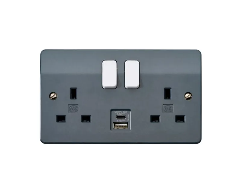 K2766GRA Logic Plus™ 30W Power Delivery (PD) Fast Charging USB Type-C Sockets