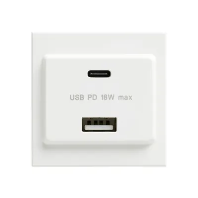 K5847BLK Logic Plus™ Euro Power Modules 18W Power Delivery (PD) Fast Charging USB Type A+C Charger