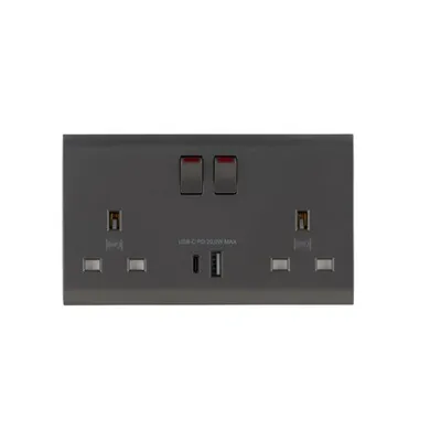 MV24350CHA MK Essentials 2 Gang USB Port Switchsocket Outlet