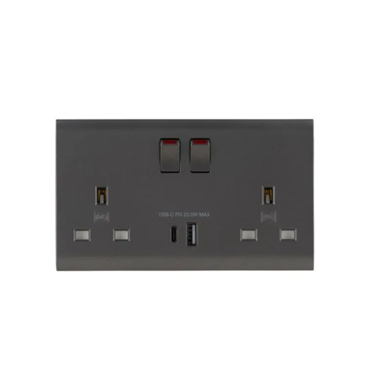 MV24350CHA MK Essentials 2 Gang USB Port Switchsocket Outlet