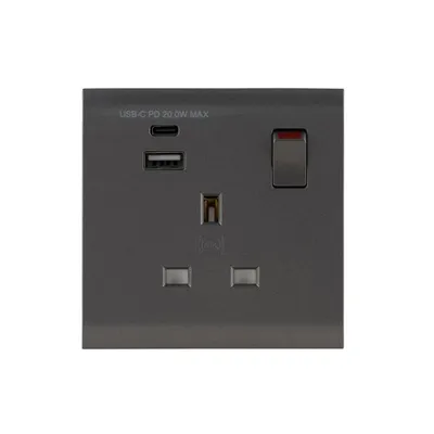 MV24454CHA MK Essentials 1 Gang USB Port Switchsocket Outlet